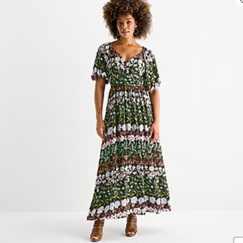 Danny & Nicole Floral Maxi Dress Sz 12 NWT
